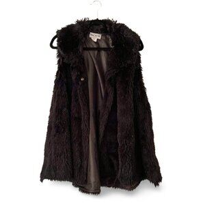 Vintage Black Faux Fur Long Vest | Size S**​